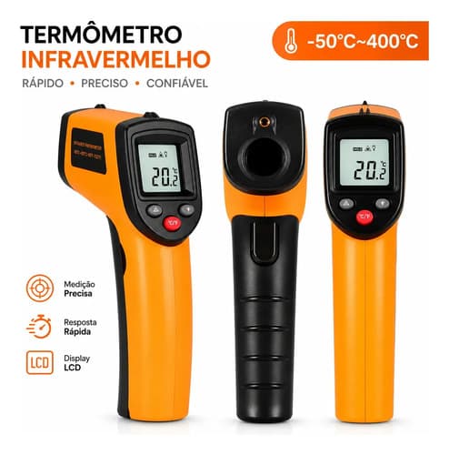 Termômetro Culinário Laser Infravermelho Para Fritura e Assados até 400°C - Marca Blackone